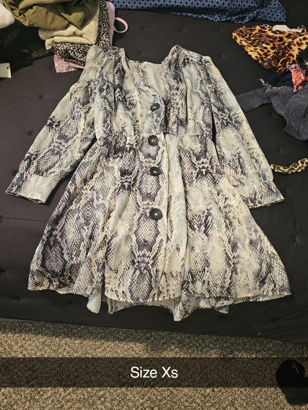 Snake-Print Dress in Gray